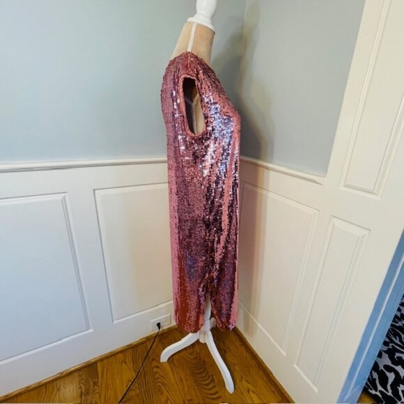 Maeve by Anthropologie Pink Sequin Kara Popover Midi Dress Small - Picture 4 of 8